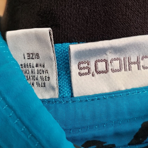 Chico's Blue Asian Symbols Inspired Button Down Jacket Size Medium - Picture 6 of 7